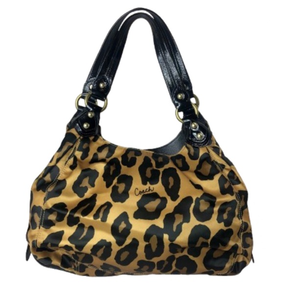 COACH Madison Black Patent Leather Satin Ocelot Pattern Wristlet RARE - Picture 9 of 11